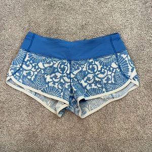 Blue Flowered Lululemon Speed Up Shorts
